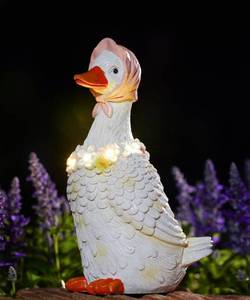 lot 2949 image: Solar Goose Outdoor Statues for Garden (White)