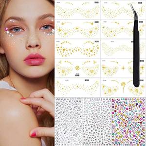lot 2963 image: Gold Glitter Freckles Face Tattoo Makeup Temporary Face Tattoos - Jewels & Stickers - 13 Sheets for Women