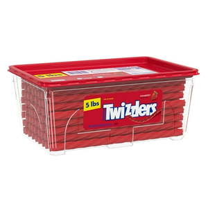 lot 2970 image: Twizzlers Twists Strawberry Flavored Licorice Style Low Fat Candy Tub 5 lb (Best by April 2026)
