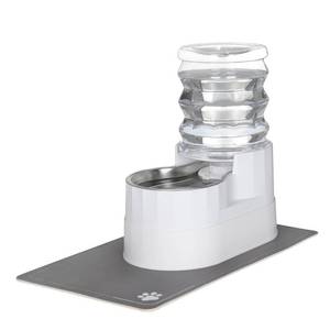 lot 2974 image: Automatic Pet Water Dispenser 5L White Cats and Dogs Gravity Feeder - Stainless Steel Bowl