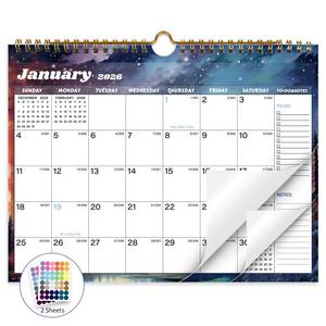 lot 2980 image: 2026 Calendar, 18 Month Wall Calendar 2026-2027, January 2026 to June 2027 Calendar with Twin-Wire Binding 11 X 8.5 (Starry Sky)