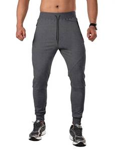 lot 2991 image: Mens Tapered Jogger with Zipper Pockets Slim Fit Sweatpants - Grey -Size Medium