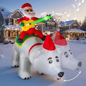 lot 3008 image: 7FT Christmas Inflatable Santa Claus Riding Bear with Shaking Head and LED Lights,Christmas Blow up Yard Decorations