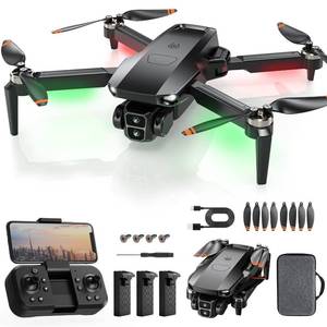 lot 3009 image: Drone with Camera for Adults 4K, Brushless Motor Drones  60 Mins Flight, 130° Lens, FPV Foldable RC Quadcopter- Black- Retail $50