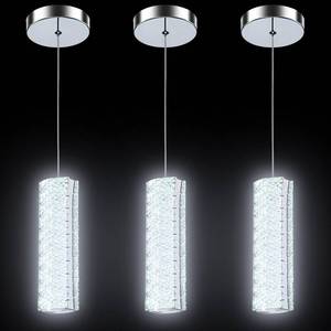 lot 3010 image: 3-Pack Modern Crystal LED Pendant Lights