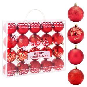 lot 3017 image: Christmas Tree Decoration Ball Set - 20 Pieces of shatterproof Multi-Colored Christmas Tree Decorations, 2.36 inches  (red)
