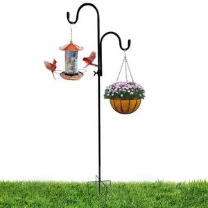 lot 3057 image: Double Shepherds Hooks, 62 Inch Two Sided Adjustable Bird Feeder Pole with 5 Prongs Base, Height Adjustable Shepherds Hook for Hanging Feeders, Plants, Solar Lanterns & Wind Chimes(1 Pack)