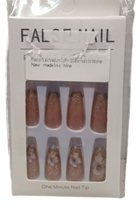 lot 3080 image: Rose Gold Glitter Floral Press-On Nails