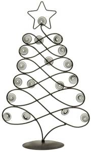 lot 3082 image: Red Co. 17.5 H Decorative Tabletop Display Christmas Tree Card & Photo Holder Rack in Black Finish