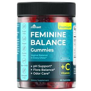 lot 3099 image: MONSET Feminine Balance Gummies for Women Vaginal Probiotics for Women pH Balance & Odor Control 60ct Prebiotics and Probiotics for Womens Berry Flavor Vaginal Health Supplement ex 122026