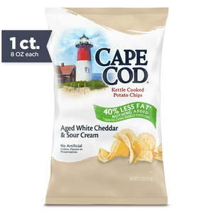 lot 3102 image: Cape Cod Potato Kettle Chips  Less Fat Cheddar & Sour Cream  7.5 oz  -Expires Jan 10, 2026 (2 bags )
