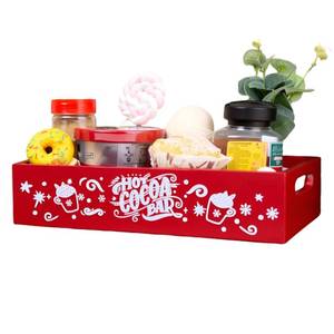 lot 3121 image: Hot Cocoa Bar Wooden Christmas Decor Boxes