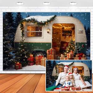 lot 211 image: Duluxykl Christmas Camping Car Backdrop 10x8ft Christmas Camper Backdrop Winter Snowy Forest Outdoor RV Party Decorations Xmas Tree Background New Year Banner Photo Shoot Props