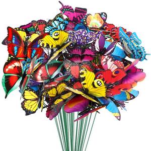 lot 224 image: Augshy Butterfly Decorations, 75 Pcs Butterfly Stakes PVC Waterproof Decorative Colorfuli Garden Stakes for IndoorOutdoor Christmas Yard Decor