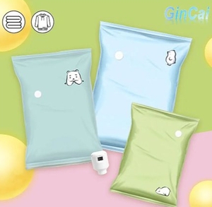lot 256 image: Vacuum storage bags (2 small 2 medium 2 large) which can save 80% of clothing storage space pillows quilts blankets storage bags and free electric pumps.