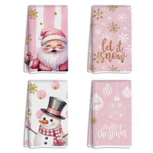 lot 3128 image: SDFBFVSA 4 Pcs Christmas Kitchen Towels Vintage Winter Snowman Tea Dishtowels Absorbent Santa Xmas Bathroom Hand Towels for Kitchens Homes Bathrooms Restaurant Hotel Cafe Farmhouse Dinner Party Decor