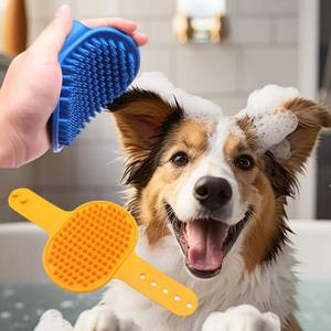lot 3132 image: Silicone Dog Bath Brush, Soft Self Grooming Cat Brushes for Indoor Cats, Multi-Functional Wet & Dry Usage Pet Corner Scratcher for Bathing, Massage & Hair Cleaning, Orange2PCS
