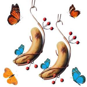 lot 3166 image: Thcbme Butterfly Banana Hammock, Butterflys Hummingbird Feeders for Outdoors, Small Hanging Garden Holder Banana Bird Hanger, Butterfly Attractor(2pcs)