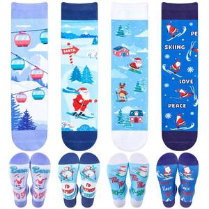 lot 3173 image: Breathffy 4 Pairs Funny Christmas Golf Ski Socks with Santa Humor Saying Crazy Silly Socks for Adult-unisex for Men & Women(Ski)