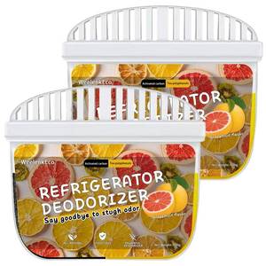 lot 3181 image: Refrigerator Deodorizer, Newly 2-in-1 Fridge Deodorizer, More Effective Than Baking Soda. Deodorizer Suitable For Refrigerators, Cars & Indoor Spaces, Food-Grade Material, Grapefruit Flavor (2 pcs)