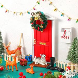 lot 3183 image: Gerrii 22 Pcs Christmas Elf Fairy Doors Decorations Miniature Enchanted Fairy Door Kit Tiny Elf Magical Christmas Decor Accessories for Red Dollhouse Welcome Entry Fairytale Room Wall Decor