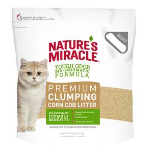 lot 3185 image: Nature s Miracle Premium Clumping Corn Cob Litter  Bio-Enzymatic Formula  18 lb - Retails $43