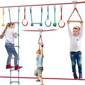 Ninja Warrior Obstacle Course for Kids 60ft Ninja Slackline-with 8 Pcs Accessories, Tree Protector & Carry Bag Ninja Course for Kids Outside-Backyard Zip Line for Kids - Retails $80