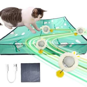 lot 3193 image: ZVGV 2 in 1 Interactive Cat Toys for Indoor, Toy Fast Rolling Ball in Play Mat,Kitten Automatic Toy Motion Activate,Rechargeable Kitten Toys Ball(Green)