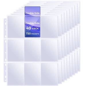 lot 3200 image: 40 Pack 9 Pocket Page Protectors,720 Pockets Double Sided Card Holder Pages for a 3 Ring Binder, Card Protector Sheets Baseball Card Binder,Fit for MTG, TCG, Baseball Standard Cards