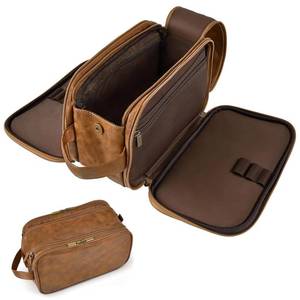 lot 3207 image: RPBHY Toiletry Bag for Men,Large Leather Dopp Kit & Travel Organizer, Water-Resistant Shaving Bag for Traveling Gift for Him (Brown)