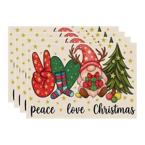 lot 3208 image: QIAVIVID Snowman Cardinals Trees Christmas Placemats, 12x18 Inch Seasonal Winter Xmas Holiday Washable Table Mats Set of 4, Thanksgiving Party Kitchen Dining Decoration (Christmas Day -27, 12)