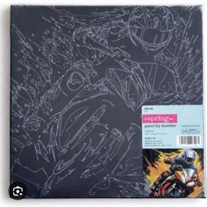 lot 3224 image: This item is a Paint by Number DIY canvas kit featuring a motorcycle design.Includes a pre-printed canvas with numbered sections corresponding to paint colors