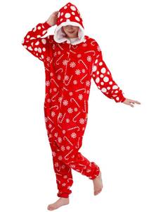 lot 3239 image: ANBOTA Christmas Pajamas Candy Cane Costumes for Adult Women Men One-Piece Onesie Halloween Holiday Jumpsuit Outfit Sleepwear (Small, Candy)
