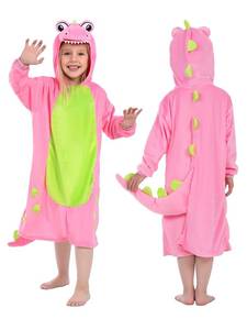 lot 3253 image: ROC PARTY T-Rex Dinosaur Costume Hoodie Dress for Girls 4 to10 Years - Cute Dino Outfit with Hood for Halloween & Parties (Pink T-Rex, 7-8 Years)