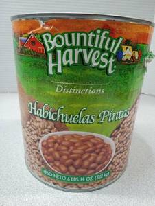 lot 158 image: Bountiful Harvest Pinto Beans - Large Commercial Can - Best by date of March 2025.