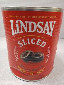 lot 164 image: Lindsay Sliced Black Olives Can 55oz. - Best By 121128