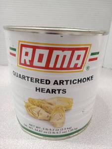 lot 170 image: Roma Quartered Artichoke Hearts - Large Commercial Can Net weight 2.5kg5lb 8.2oz.