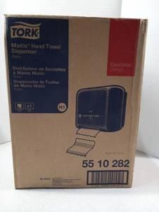 lot 185 image: Tork Matic Hand Towel Dispenser - Black Elevation Design - Retails $59