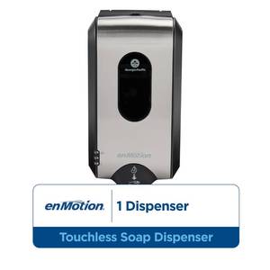 lot 193 image: ENMOTION� GEN2 AUTOMATED TOUCHLESS SOAP &amp SANITIZER Dispenser by GP PRO (GEORGIA-PACIFIC), Stainless Finish, 1 Dispenser - Retail $66