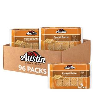 lot 275 image: Austin Sandwich Crackers, Single Serve Snack Crackers, Office and Kids Snacks, Peanut Butter on Toasty (12 Trays, 96 Packs) Best by Feb 04 2026 - Retail $32