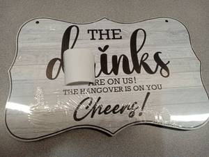 lot 283 image: Bar Sign - The Drinks Are On Us