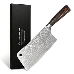 lot 298 image: TONGMARU Cleaver Knife, 7 inch Professional High Carbon Razor Super Sharp German Stainless Steel - Chinese Chef Cooking Knife with Ergonomic Forged PakkaWood Handle, with Luxury Gift Box, for Family