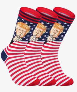 lot 394 image: Trump Socks 3-Pack - Funny Donald Trump Gifts for Men Women, Patriotic MAGA American Flag Novelty Socks