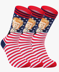 lot 395 image: Trump Socks 3-Pack - Funny Donald Trump Gifts for Men Women, Patriotic MAGA American Flag Novelty Socks&nbsp