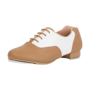 lot 414 image: Linodes PU Leather Lace Up Tap Shoe Dance Shoes for Women and Mens Dance Shoes-BrownWhite- Size 11M, Retail $40