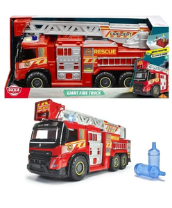 lot 415 image: Dickie Toys Giant Fire Truck - Red - 22 Volvo FMX Rescue Vehicle, Light & Sound, Ladder, 2 Water Shooting Bottles, Freewheel Toy, Kids Ages 3, Retail $48