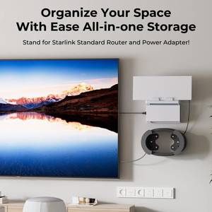 lot 420 image: Accecraft Starlink Router Mount, Standard V3 Mesh Router and Starlink Gen 3 Power Supply Mounting Kit with Ethernet Cable Caddy, Space Saving, Suitable for HomeOfficeRVBoat - Retail $27