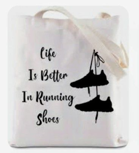 lot 425 image: Life Is Better In Running Shoes Canvas Tote Bag