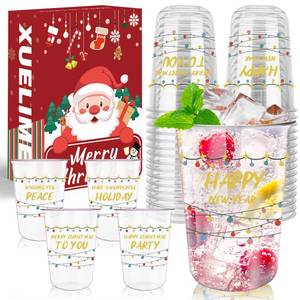 lot 438 image: Xuelimei 16oz Christmas Disposable Plastic Cups-Christmas Balls Ornaments Drinking Cups for Holiday Party Supplies Cold Drinks, Coffee, Beer, Drinks, Ice Cream. (50)