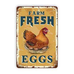 lot 453 image: Farm Fresh Eggs Tin Signs - Vintage Country Chicken Hen Rooster Tin Signs Funny Chicken Coop Metal Signs Outdoor Chicken Decor For Chicken Lovers Chicken House Decor 8 x 12 Inch